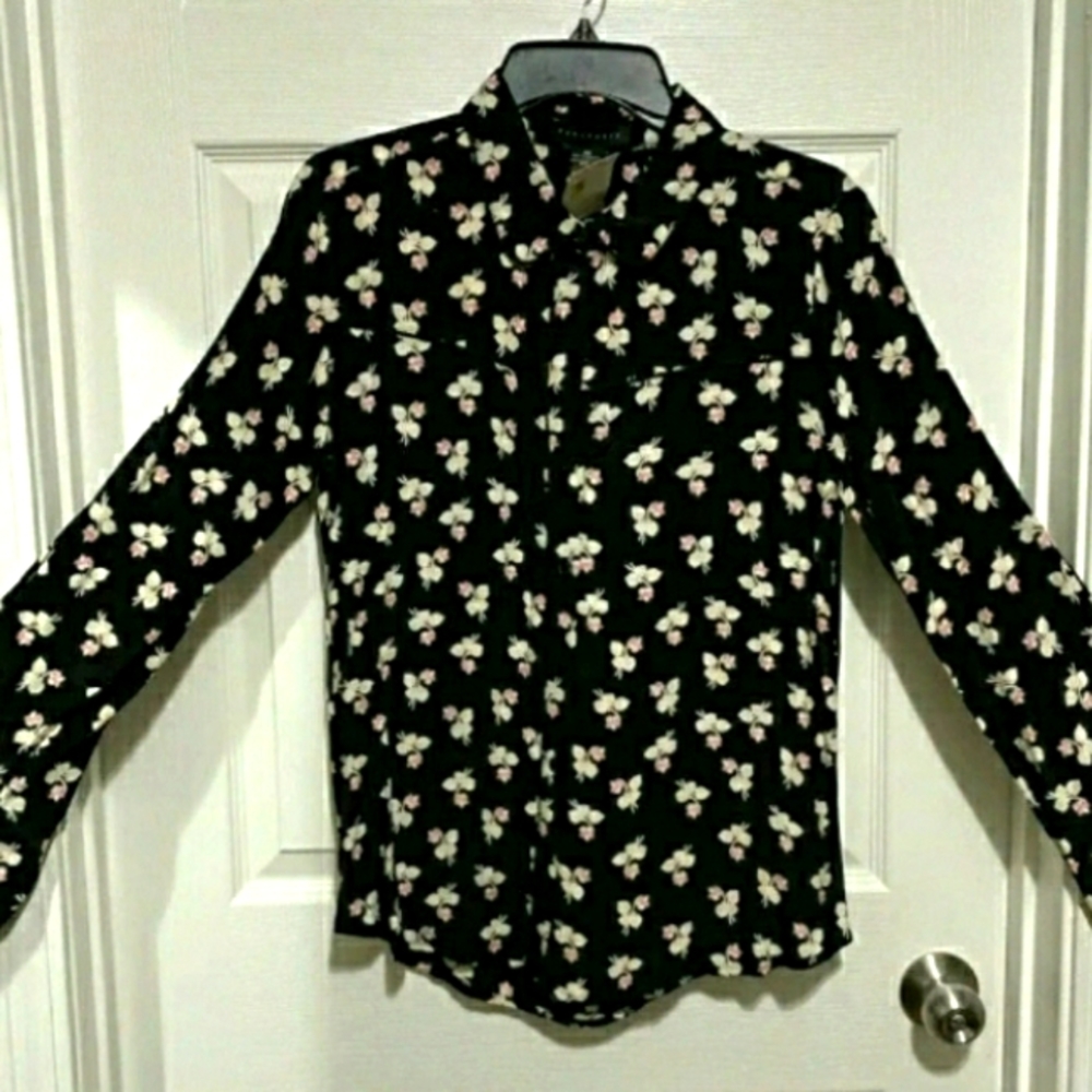 Sanctuary Women’s Long Sleeve Black Floral Button Up Shirt - Size S